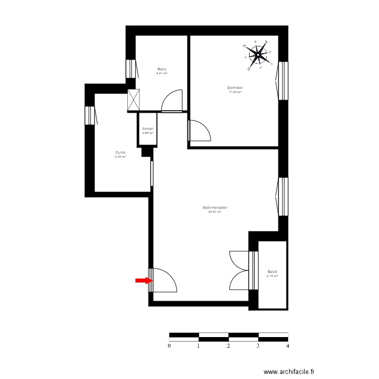 ED. EL MEU POBLET, BLOC 11, PLANTA F. ARINSAL. Plan de 7 pièces et 59 m2