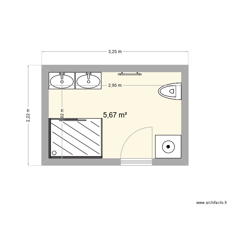 8-10 MT e+5 sdb. Plan de 1 pièce et 6 m2
