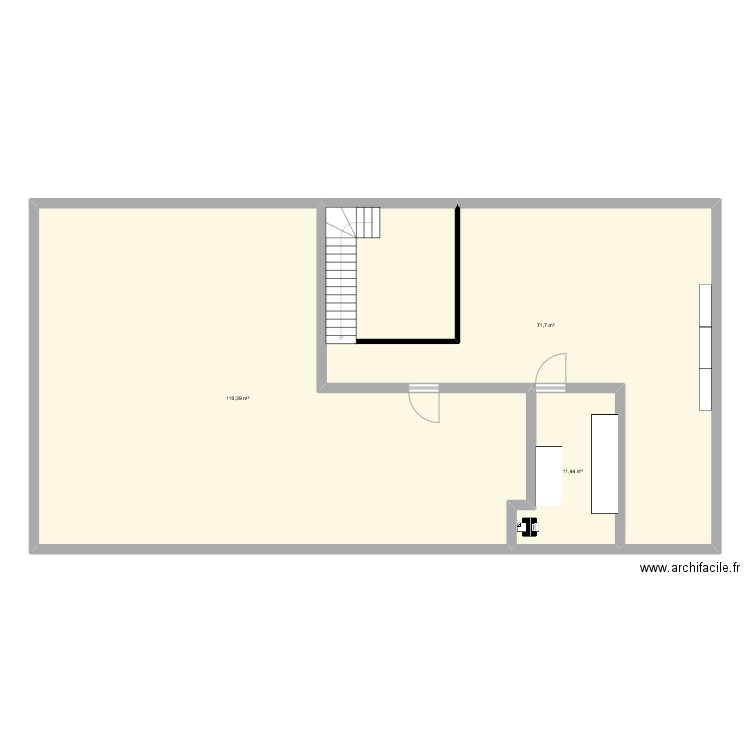PLF étage. Plan de 3 pièces et 194 m2