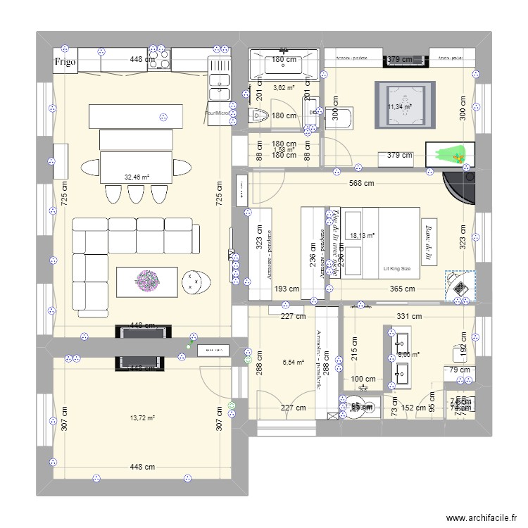 Crottouilles. Plan de 11 pièces et 106 m2