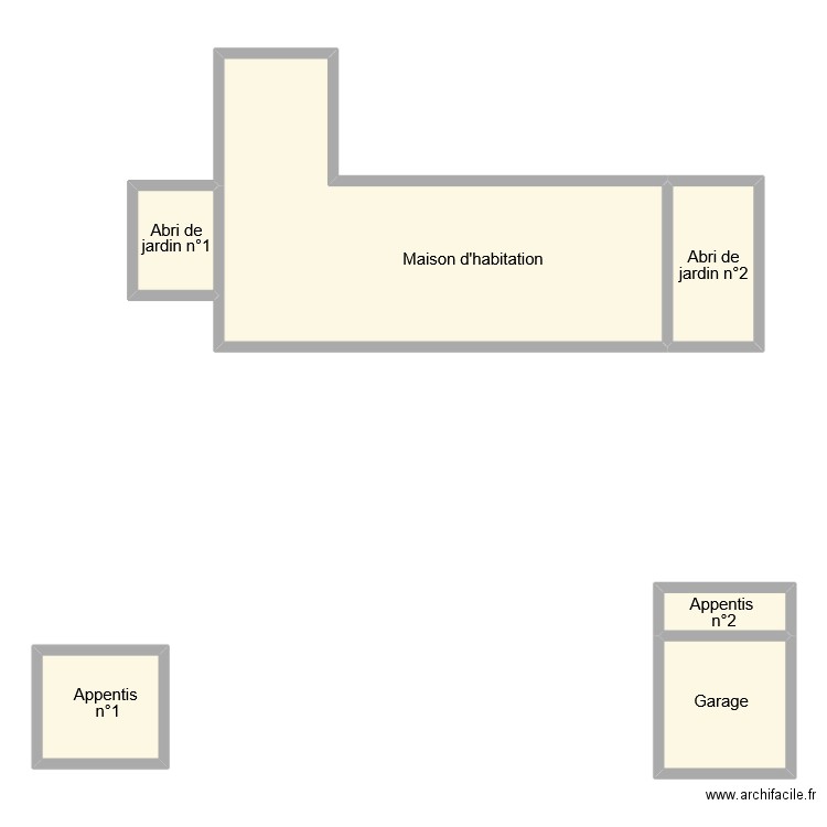 paules dependance. Plan de 6 pièces et 102 m2