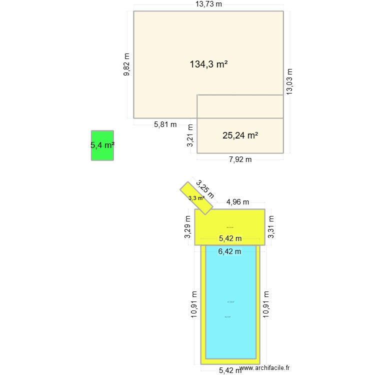 piscine urbanisme. Plan de 7 pièces et 247 m2