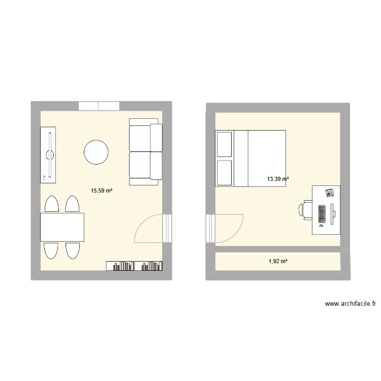 TEST. Plan de 3 pièces et 31 m2