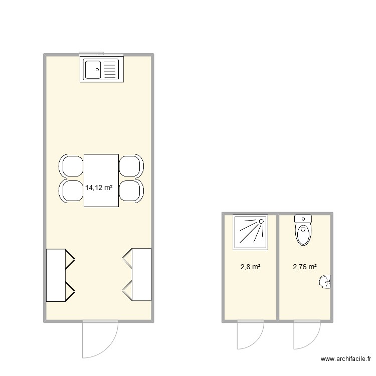 AT'HOME CHANTIER GENAS. Plan de 3 pièces et 20 m2
