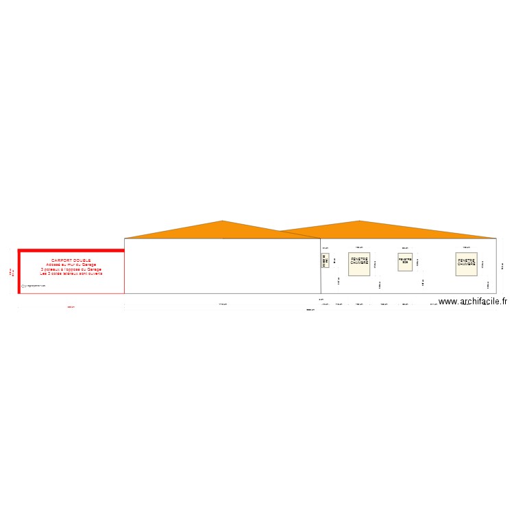 Facade Est apres travaux. Plan de 0 pièce et 0 m2