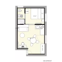 Appart 2RE - lit contre mur sdb105