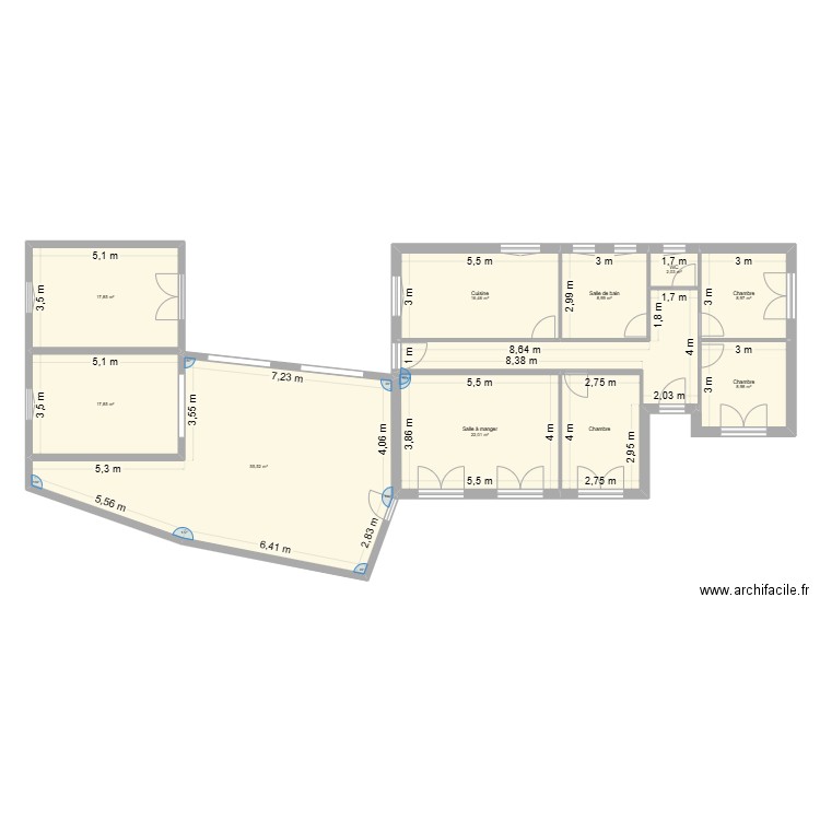 plan 2. Plan de 10 pièces et 185 m2