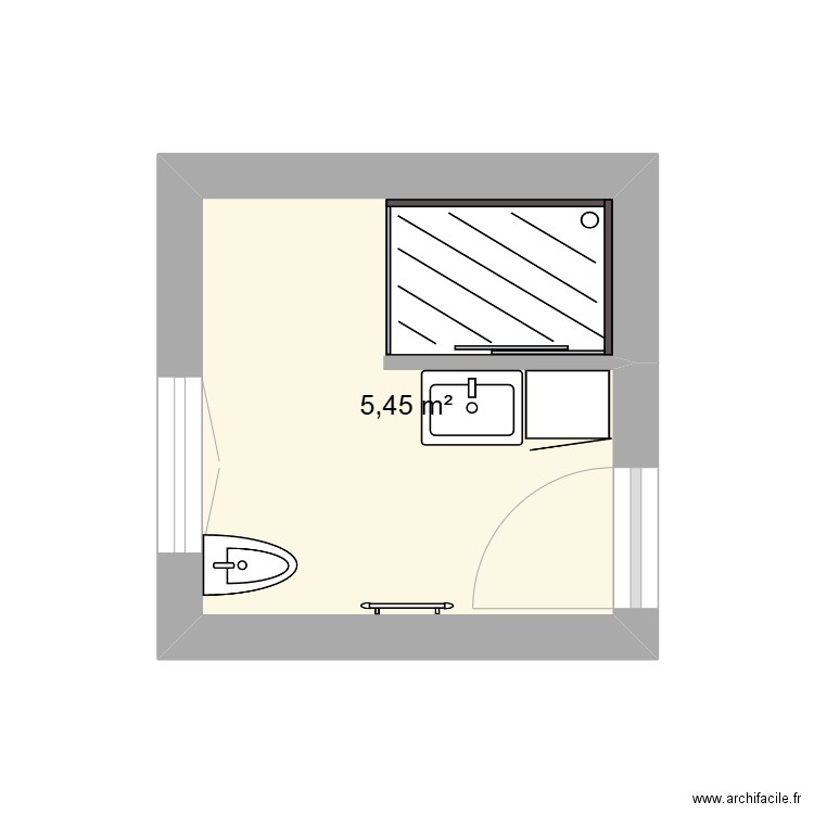 SDB RDC C1. Plan de 1 pièce et 5 m2