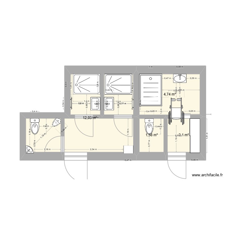 douche. Plan de 0 pièce et 0 m2