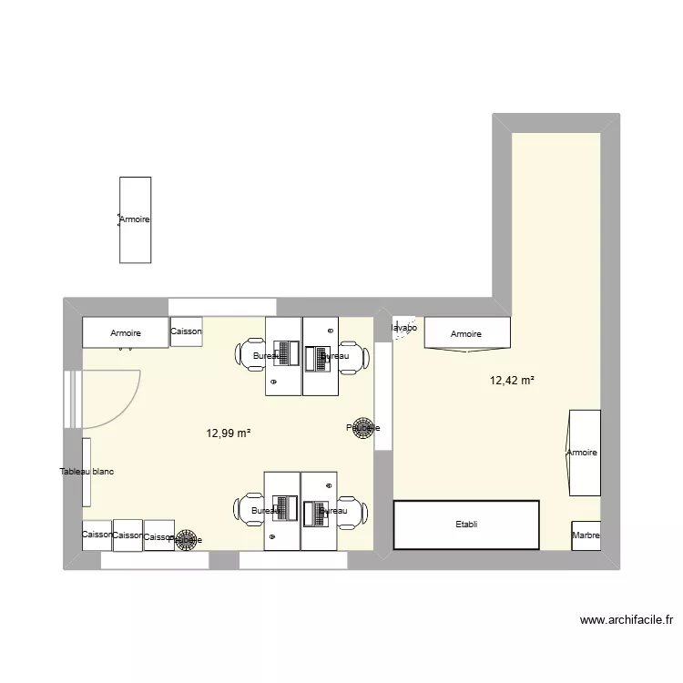 Bureau technique 3. Plan de 2  et 25 m²