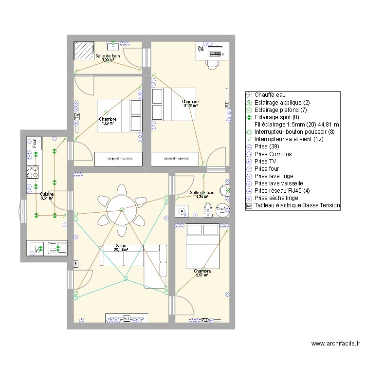 charles. Plan de 7 pièces et 80 m2