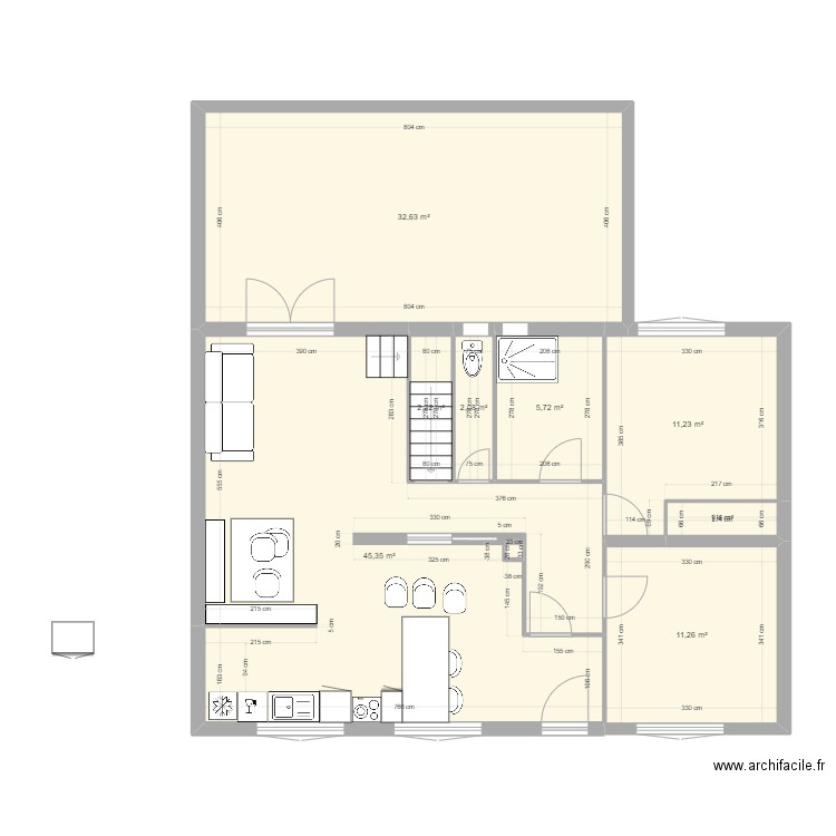 Maison Guy Moquet ouvert v4. Plan de 8 pièces et 112 m2