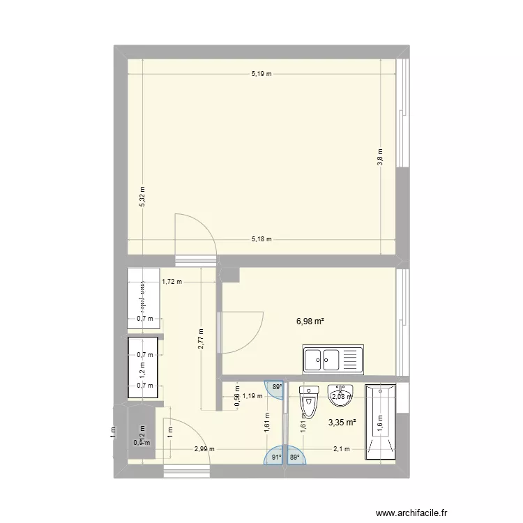 appartement de lou  &eacute;tat d'origine. Plan de 