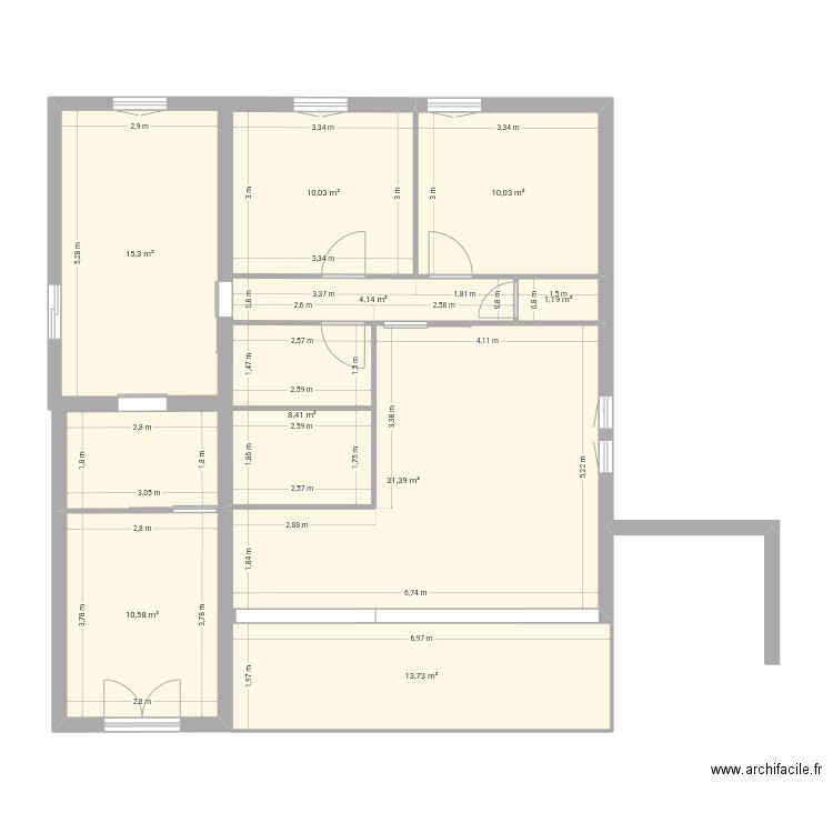 Maison 2. Plan de 9 pièces et 105 m2