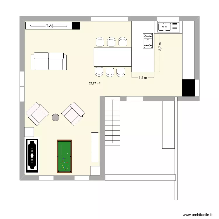 Aa2. Plan de 1 pièce et 53 m² Aa2. Plan de 1 pièce et 53 m²