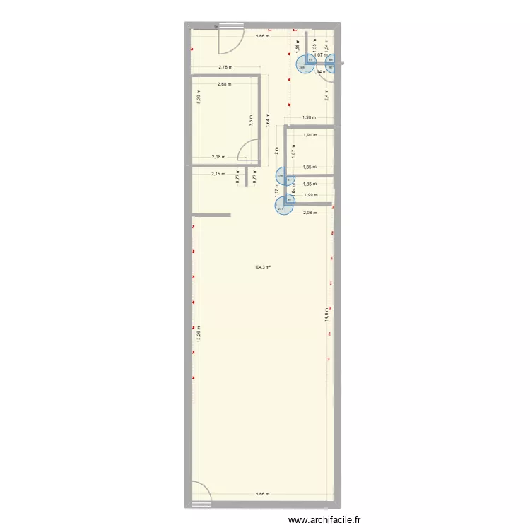 BUREAU AVANT TRAVAUX. Plan de 1  et 104 m²