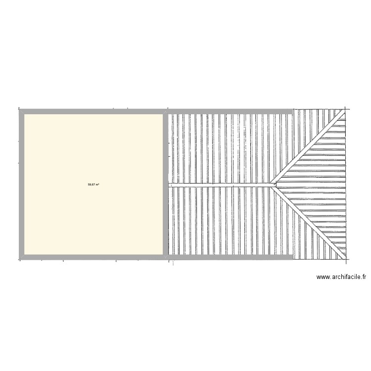 ETAGE. Plan de 1 pièce et 60 m2