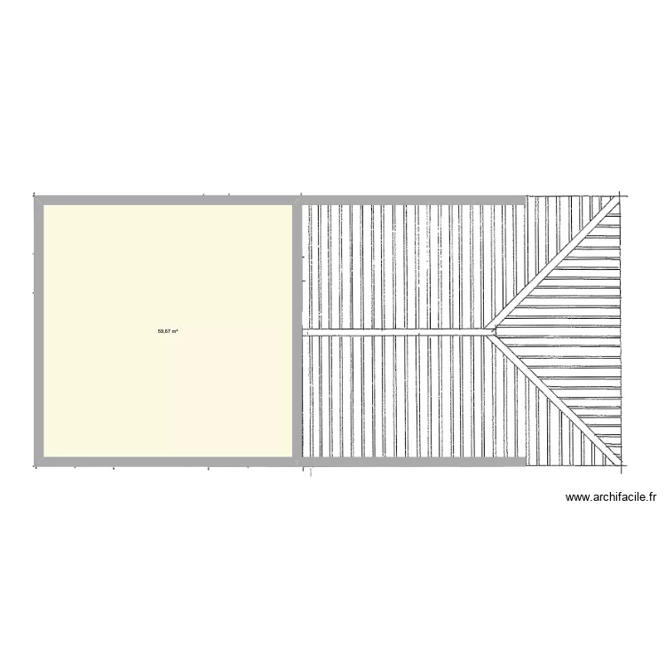 ETAGE. Plan de 1 pièce et 60 m²