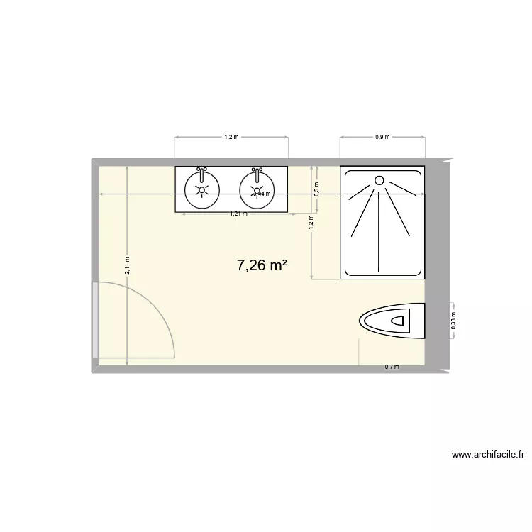 DUBAR 2. Plan de 1 Pièce et 7 m²