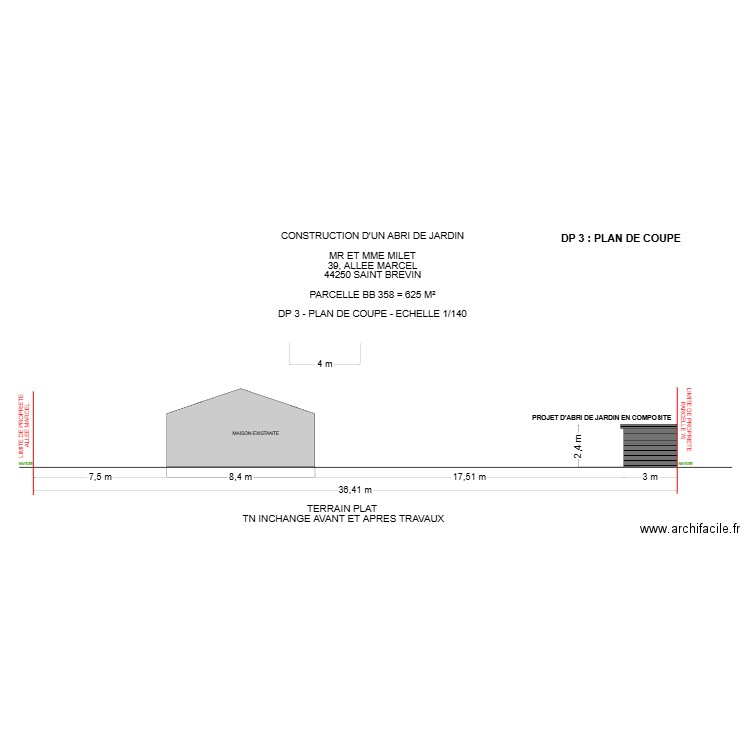 DP 3 MILIET SAINT BREVIN. Plan de 0 pièce et 0 m2