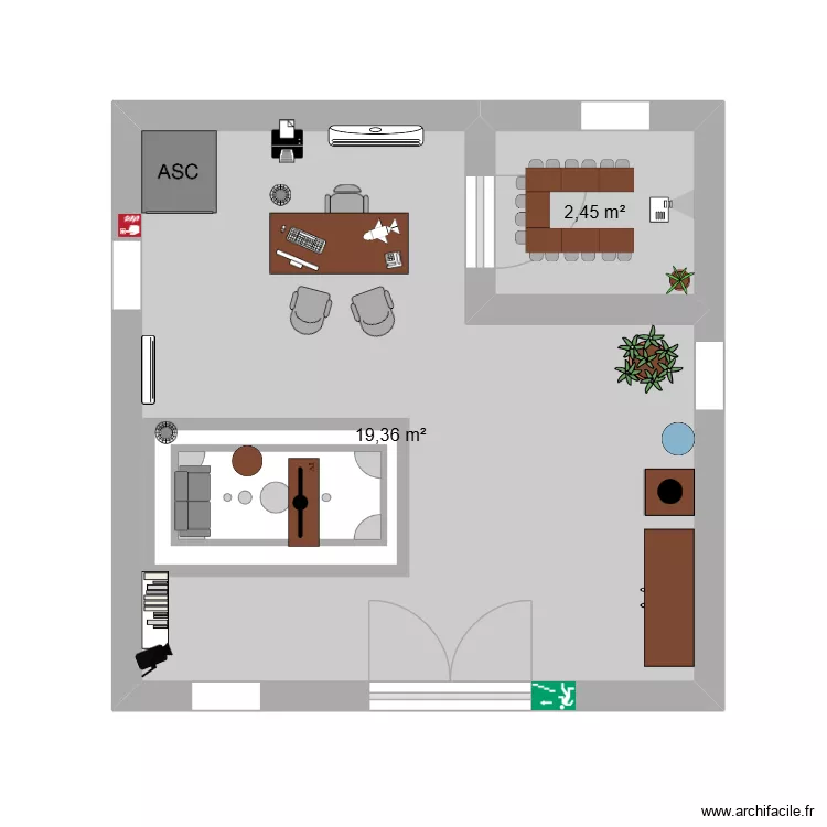 MK travel. Plan de 2  et 22 m²