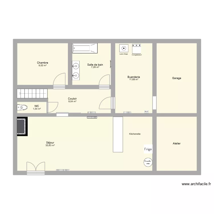 Pot&eacute;e. Plan de 8  et 93 m²