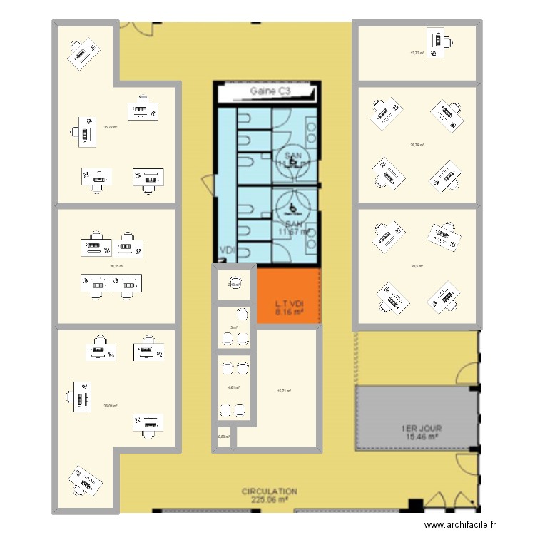 D1 Jean V2. Plan de 11 pièces et 197 m2