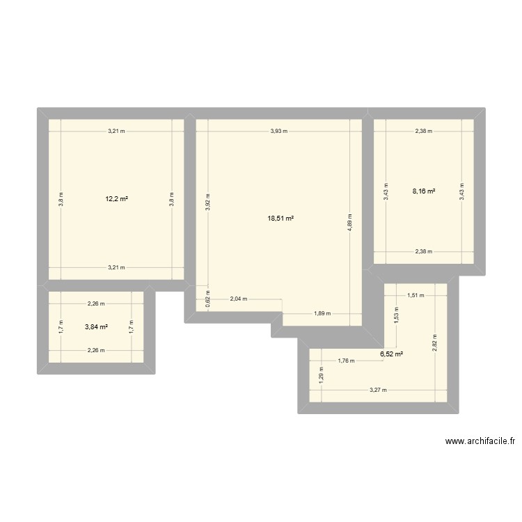 Appart 44. Plan de 5 pièces et 49 m2