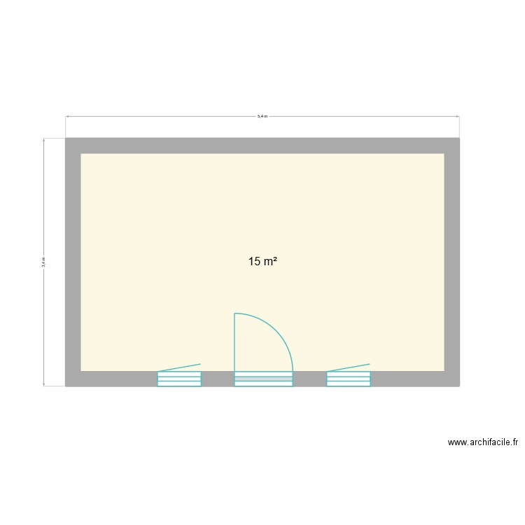 local technique piscine. Plan de 1 pièce et 15 m2