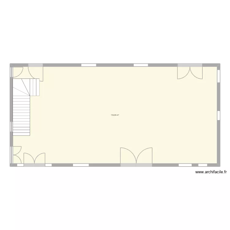 Salle Grand Breuil sans meubles. Plan de 1  et 154 m²