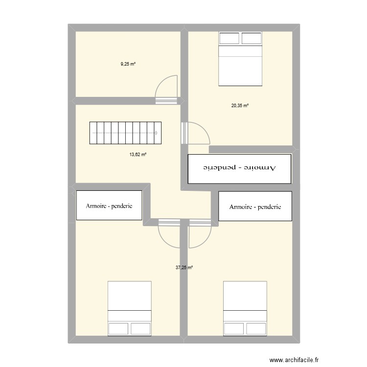 HAUT MAISON. Plan de 4 pièces et 80 m2