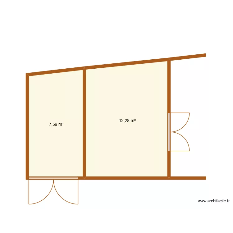 atelier. Plan de 2  et 20 m²