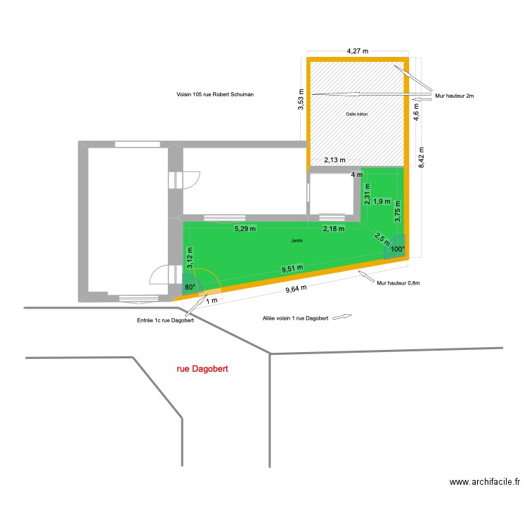 PLAN DP CLOTURE. Plan de 3 pièces et 65 m2