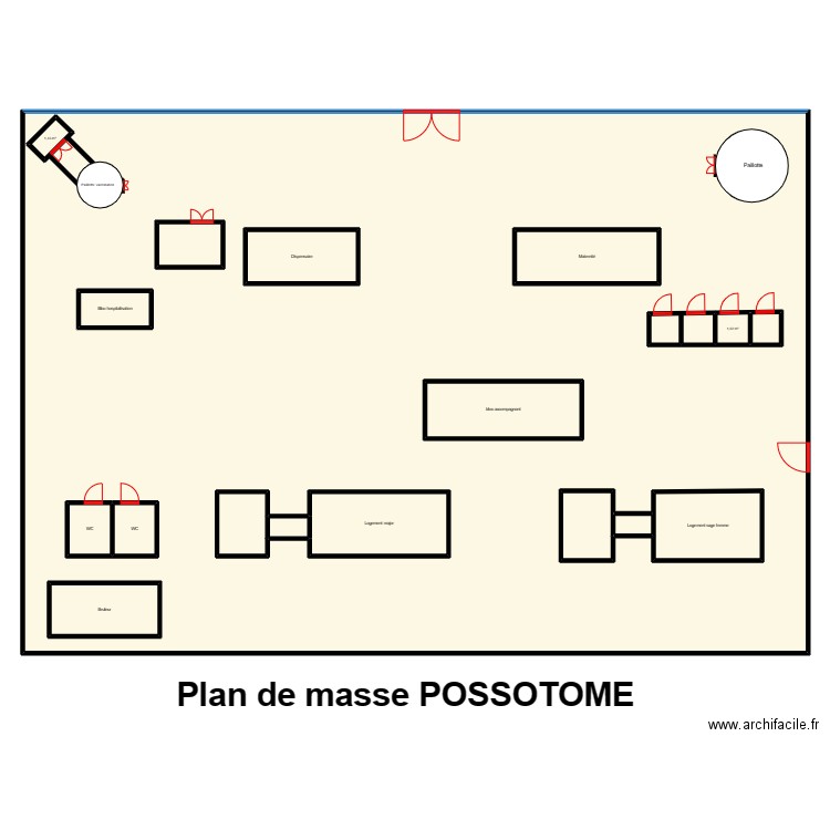 Vue en plan de masse POSSOTOME. Plan de 19 pièces et 973 m2