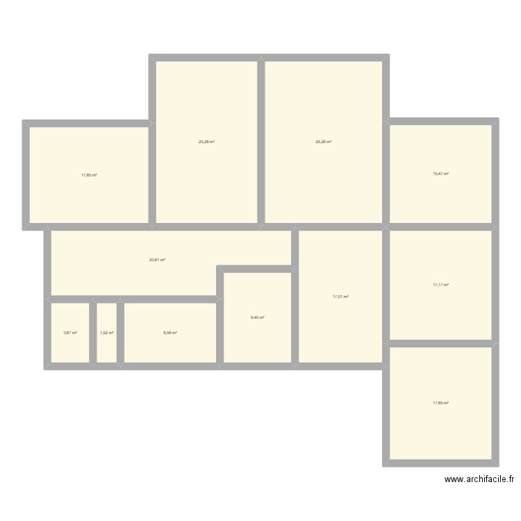 new flat. Plan de 12 pièces et 184 m2