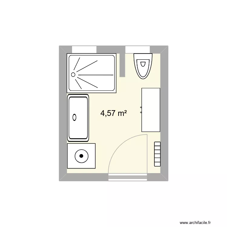 salle d'eau ploudal. Plan de 1  et 5 m²