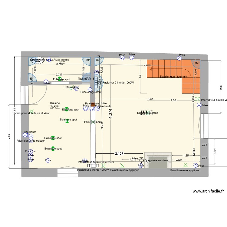 gite R ET B PLAN ELECTRIQUE RDC. Plan de 0 pièce et 0 m2