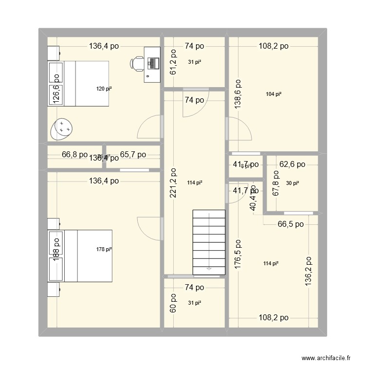 plan haut 2.0. Plan de 10 pièces et 70 m2