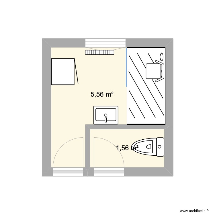 Cointet après. Plan de 2 pièces et 7 m2