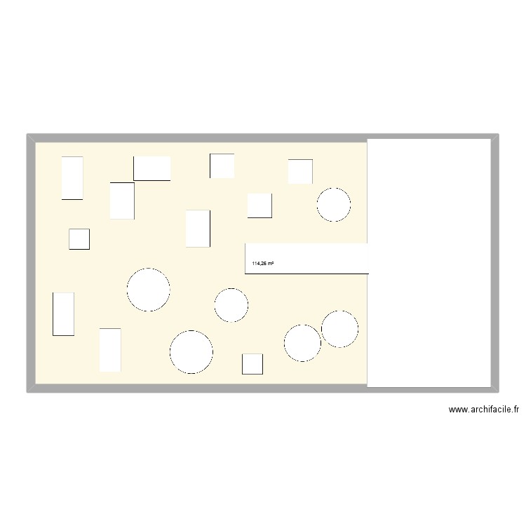 Salle de cabaret. Plan de 1 pièce et 114 m2