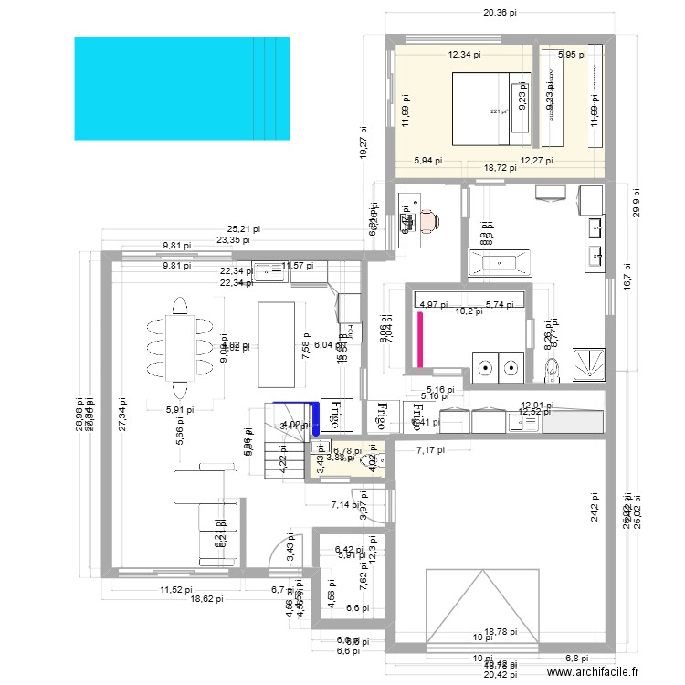 555-9. Plan de 2 pièces et 23 m2