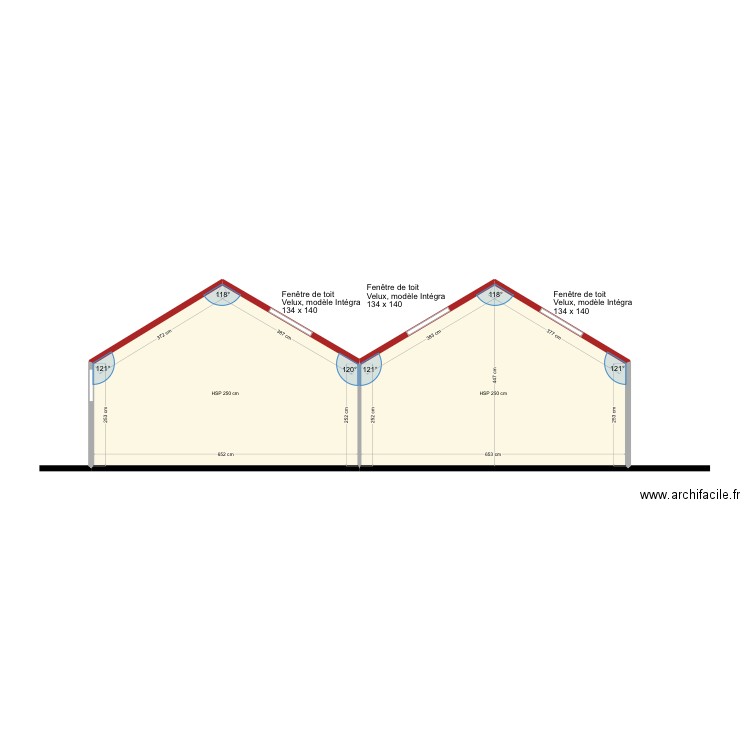 Moutier plan coupe 3 bis. Plan de 2 pièces et 46 m2