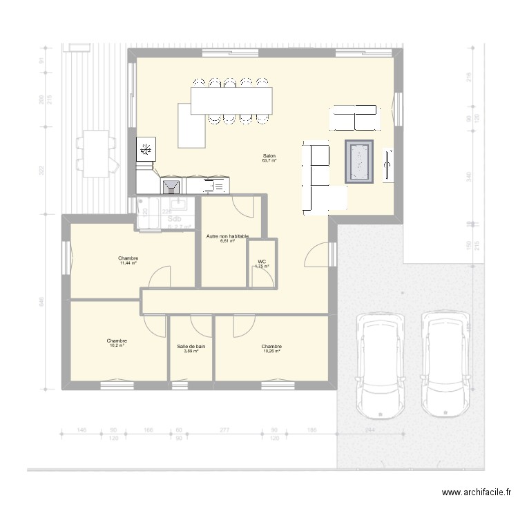 Plan Archi v02 bis. Plan de 7 pièces et 108 m2