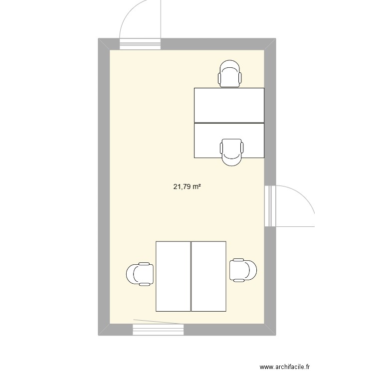 nouveau bureau reines. Plan de 1 pièce et 22 m2