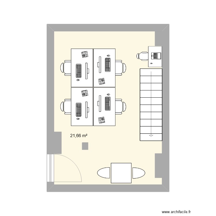 BUREAU PARIS. Plan de 1 pièce et 22 m2