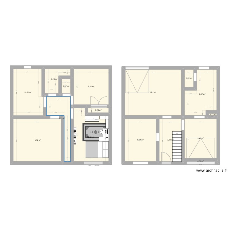 maison padre. Plan de 16 pièces et 113 m2