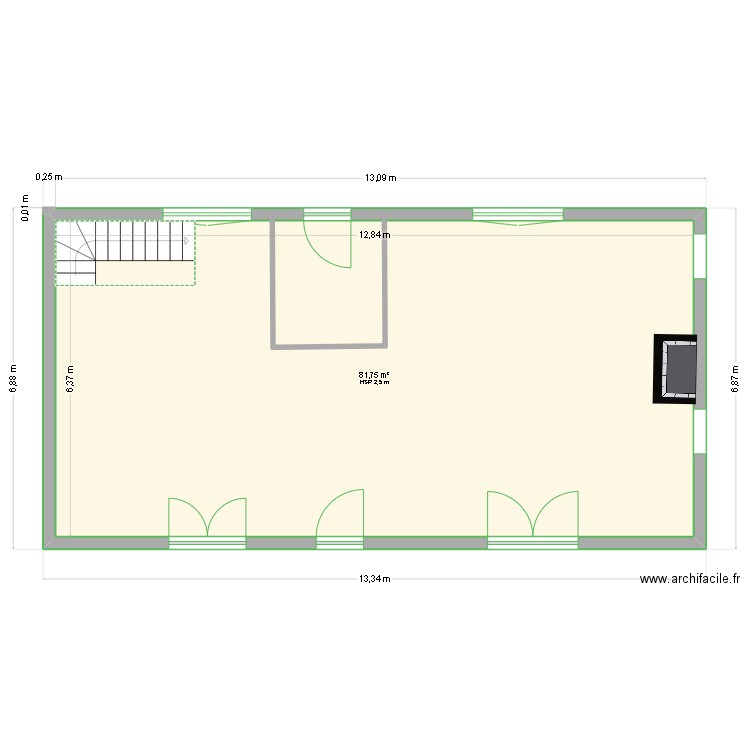 plan salle a manger seigneurie . Plan de 1 pièce et 82 m2
