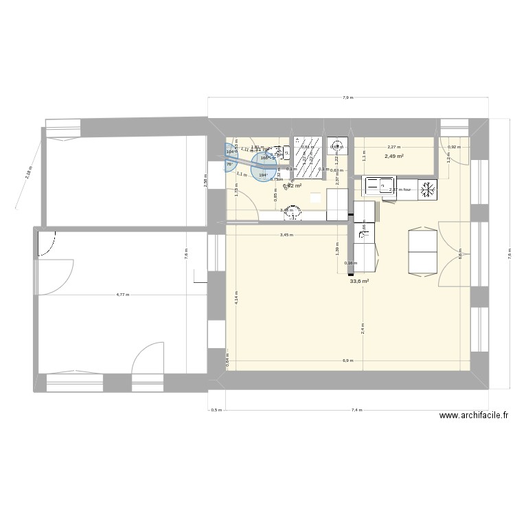 205. Plan de 4 pièces et 44 m2