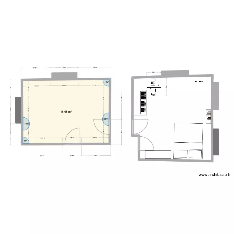 Puits 23. Plan de 1  et 17 m²
