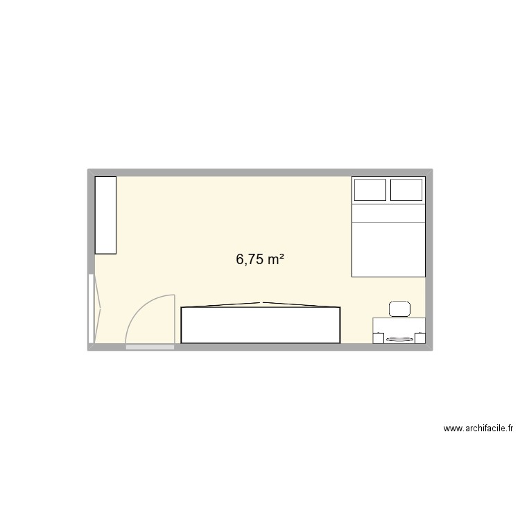 ma chambre. Plan de 1 pièce et 7 m2